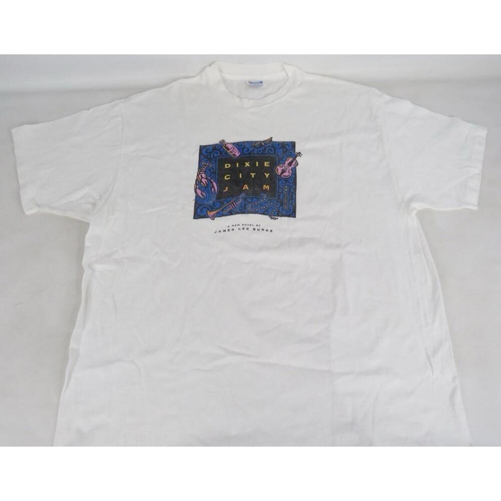 Vintage 90’s Dixie City Jam Book Promo Graphic XL T-Shirt James Lee Burke - Picture 2 of 6